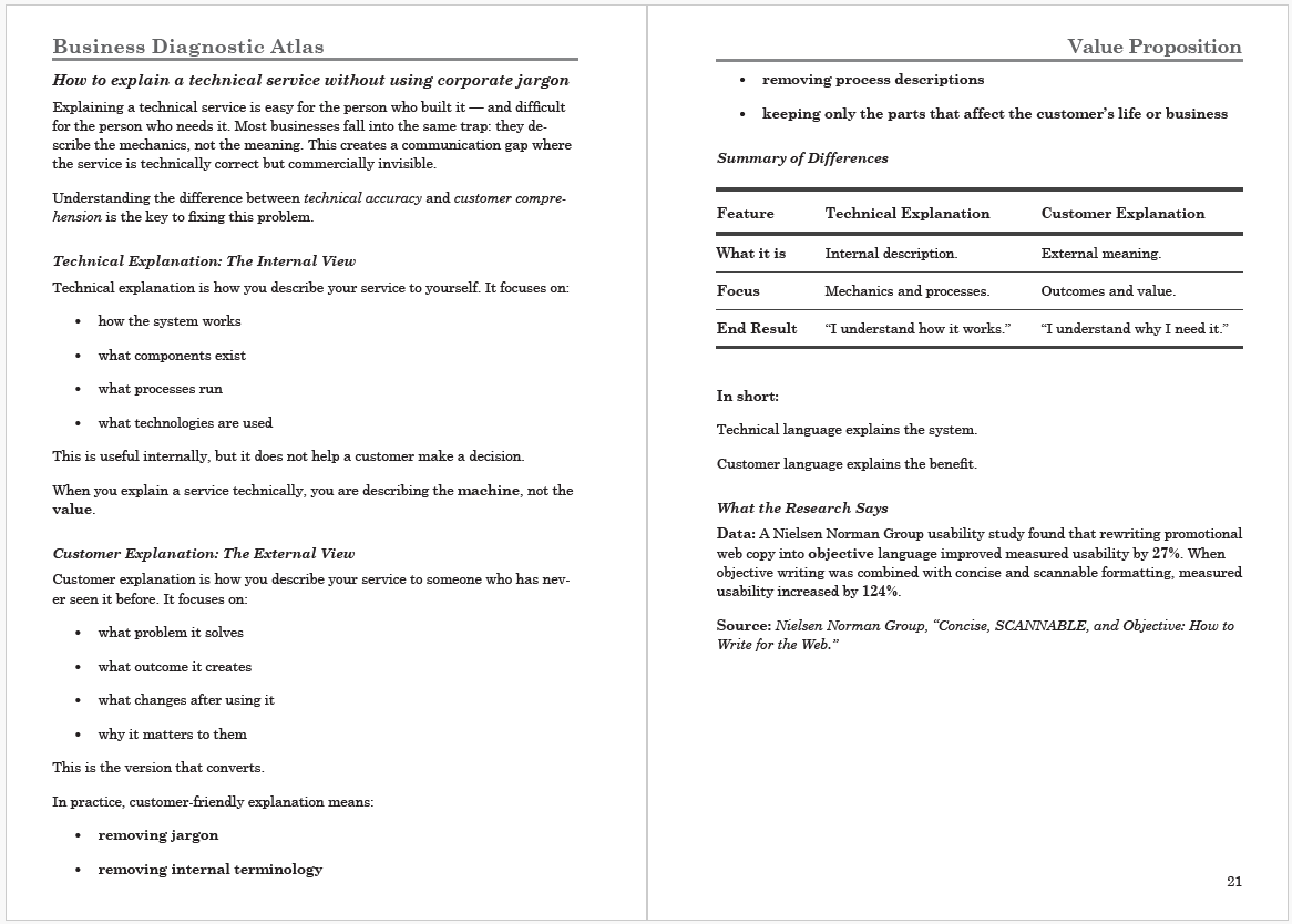Business Diagnostic Atlas: How to explain a technical service without using corporate jargon