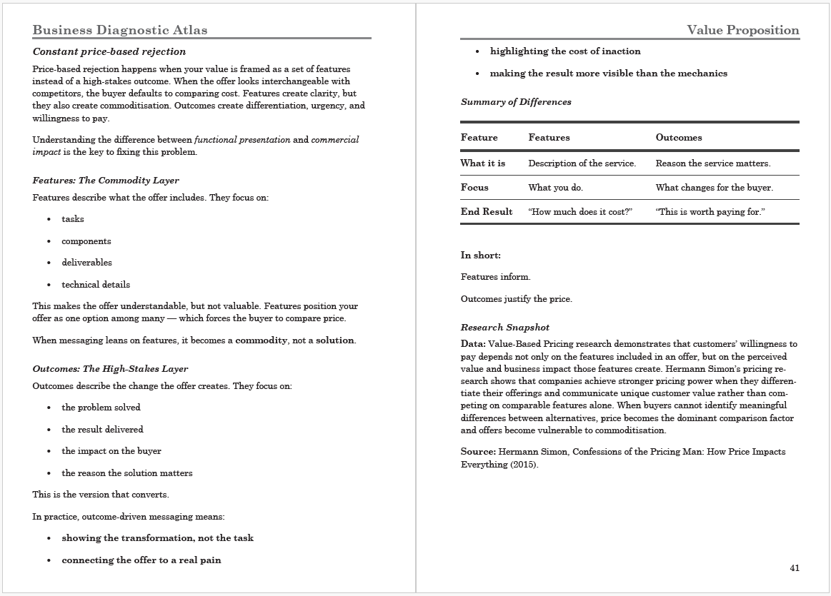 Business Diagnostic Atlas: Constant price‑based rejection